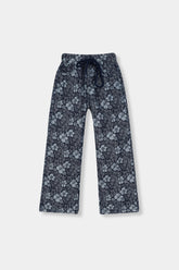 GirlsDenim Blue Flower Jacquard  Trouser